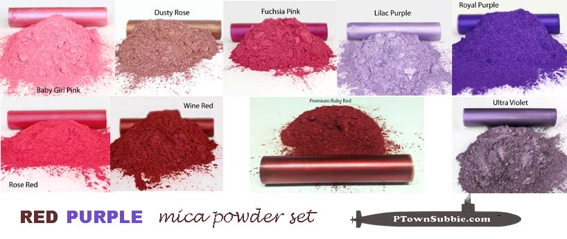 Red Purple Mica Powder Set of 9 - net 1 Ounce (28 grams) Each