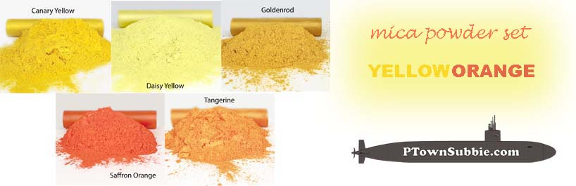 Yellow Orange Mica Powder Set of 5 - net 1 Ounce (28 grams) Each