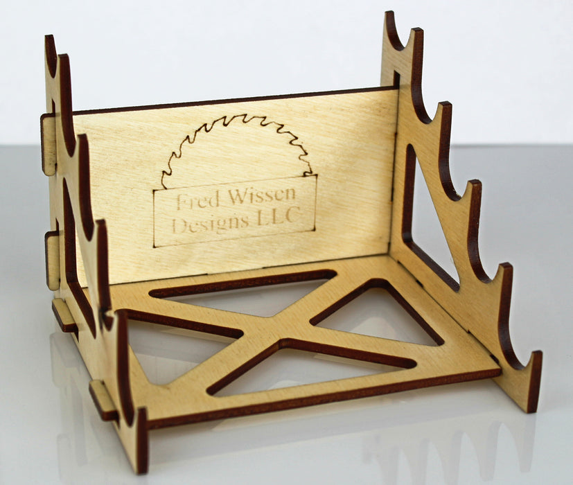 5 Pen Wooden Display Stand w/ Vector Image Ready Logo